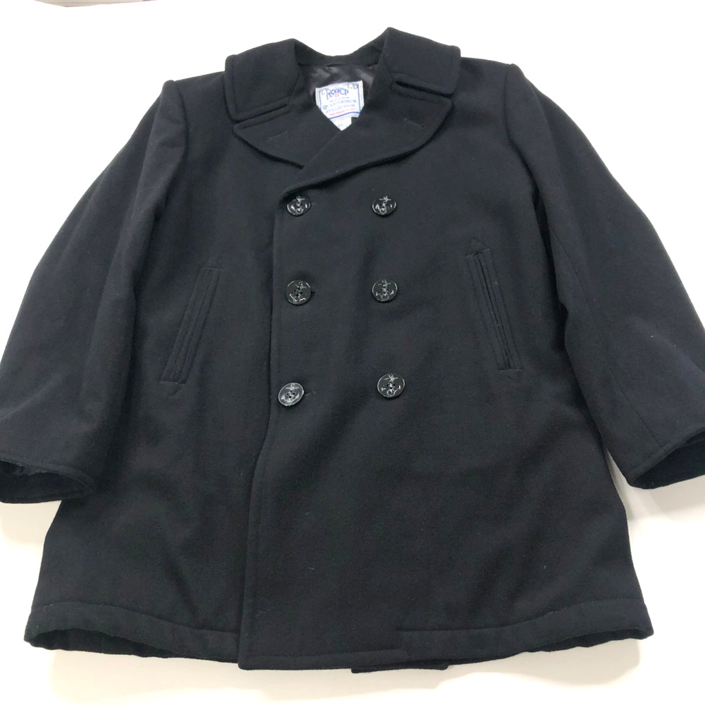 DSCP Quarterdeck Collection 44L Military Peacoat Jacket 100% Wool Black PLS READ